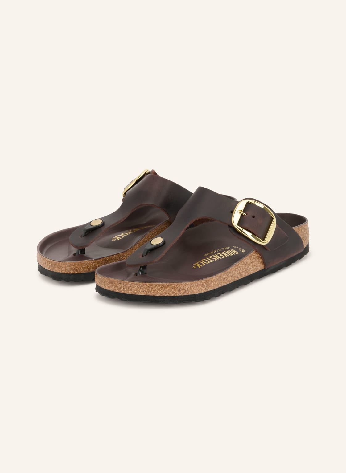 Produktový obrázek Birkenstock Birkenstock Žabky Na Podpatku Gizeh Big Buckle tmavě hnědá / zlatá