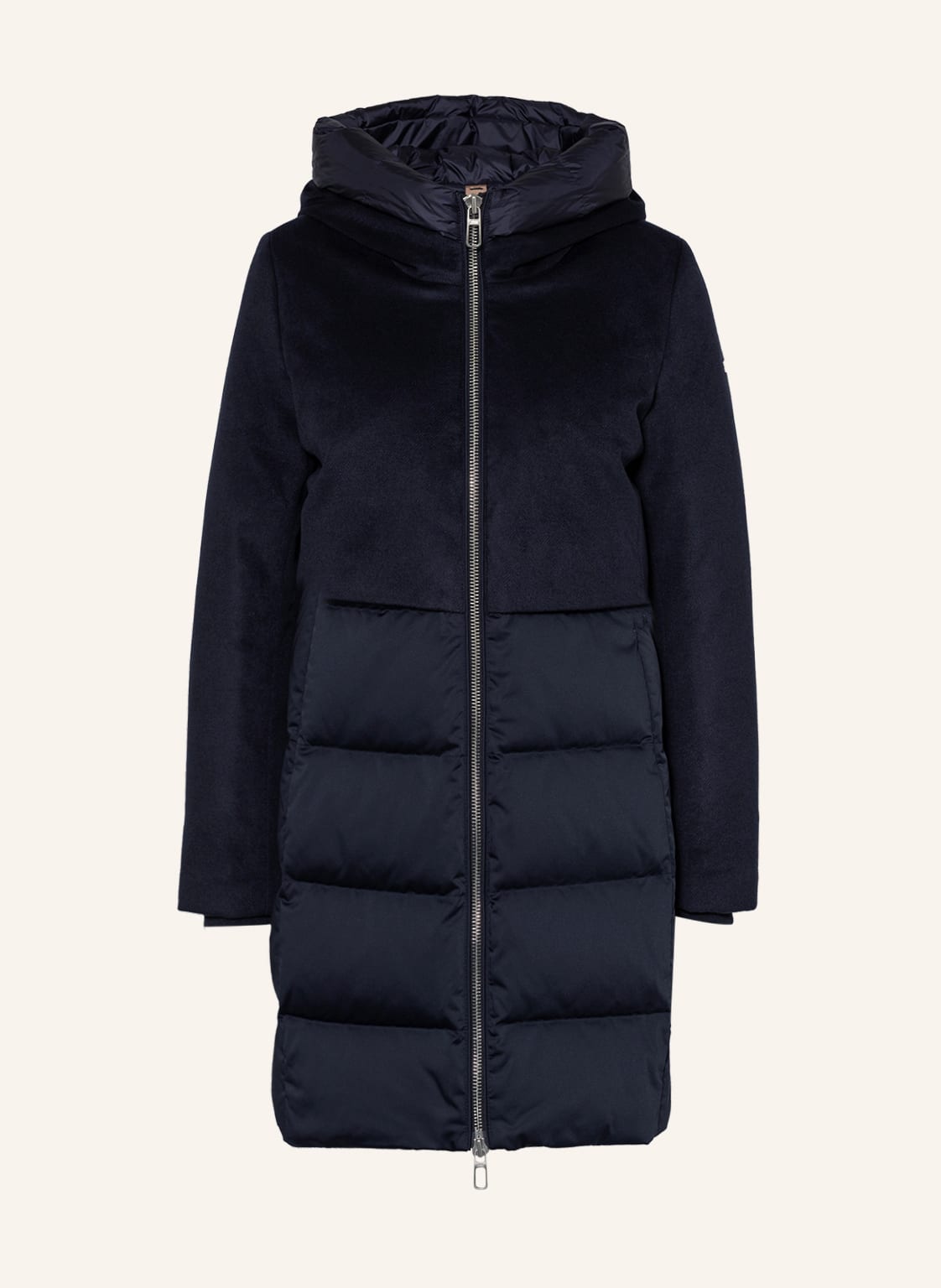 Image of Duno Daunenmantel Baloon Im Materialmix blau