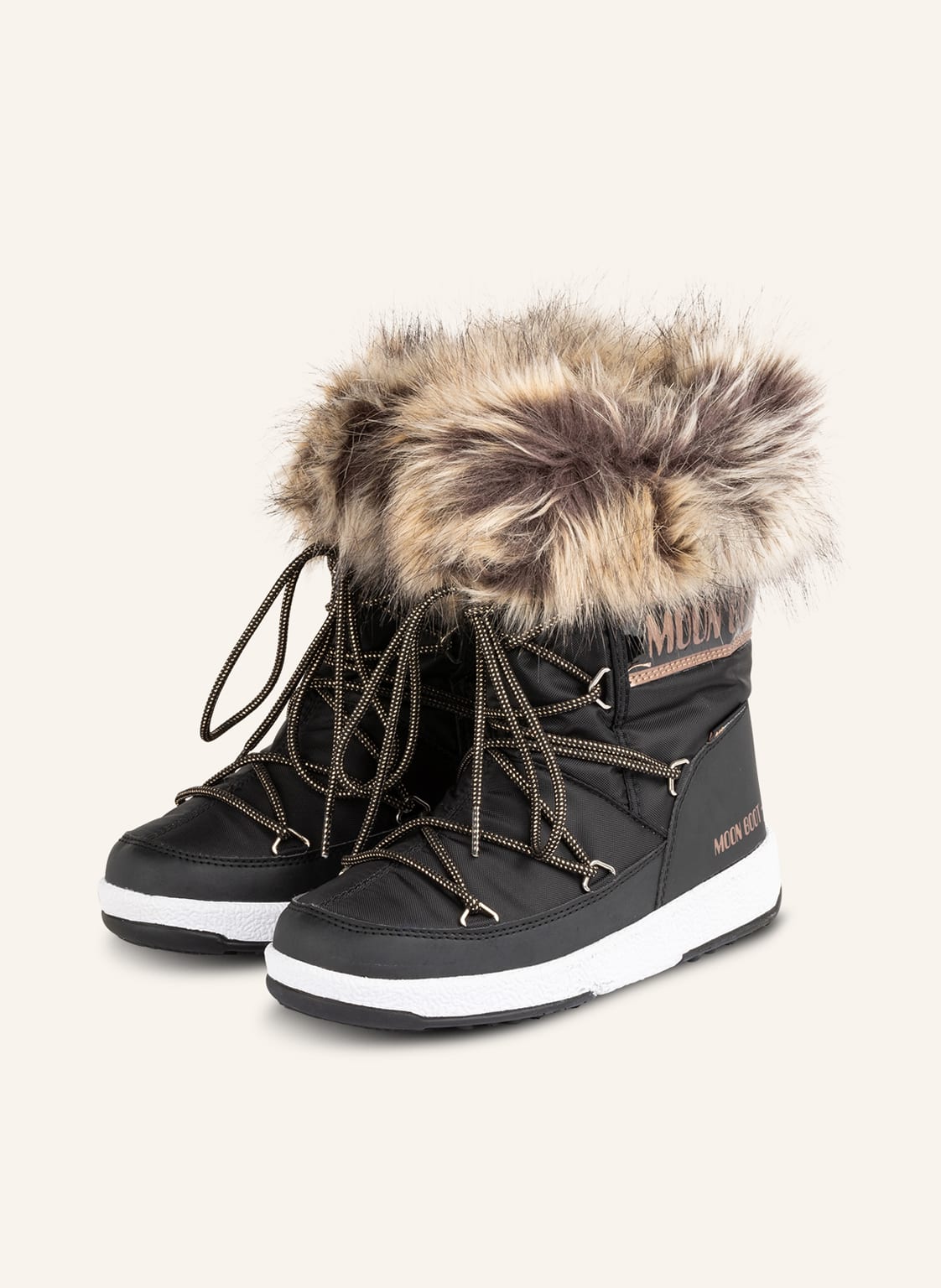 Image of Moon Boot Moon Boots Monaco Mit Kunstfellbesatz schwarz