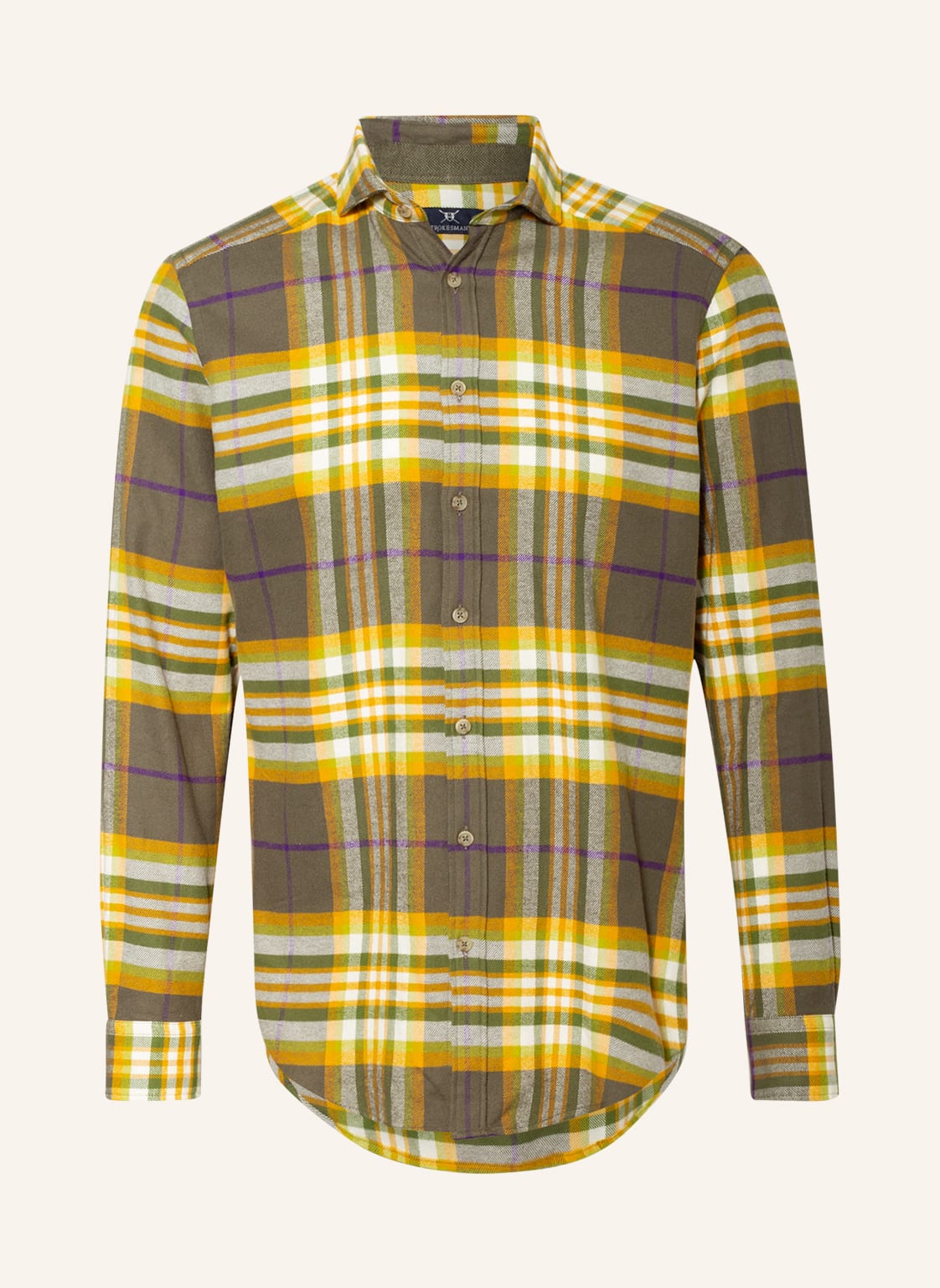 Image of Strokesman's Flanellhemd Modern Fit gruen