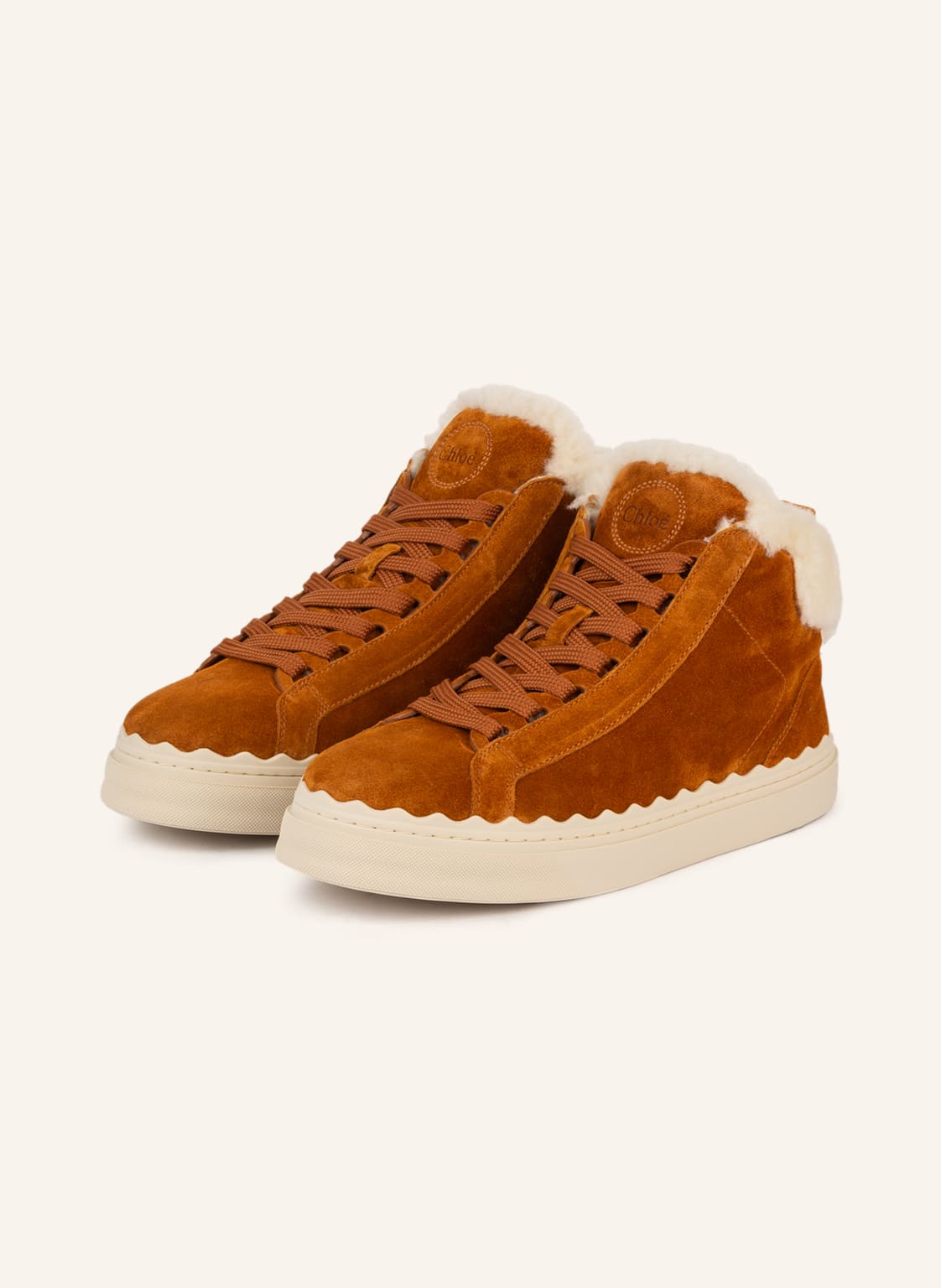 Chloé Hightop-Sneaker Lauren Mit Lammfell braun