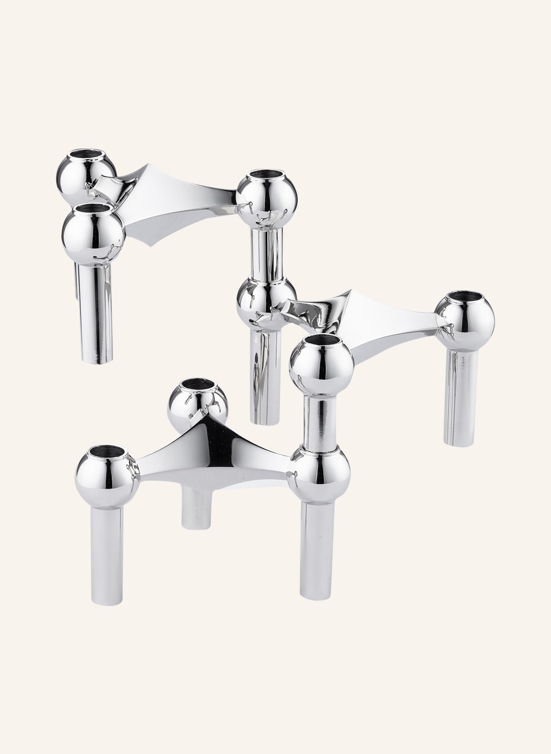 Image of Stoff Nagel 3er-Set Kerzenhalter Stoff Nagel silber