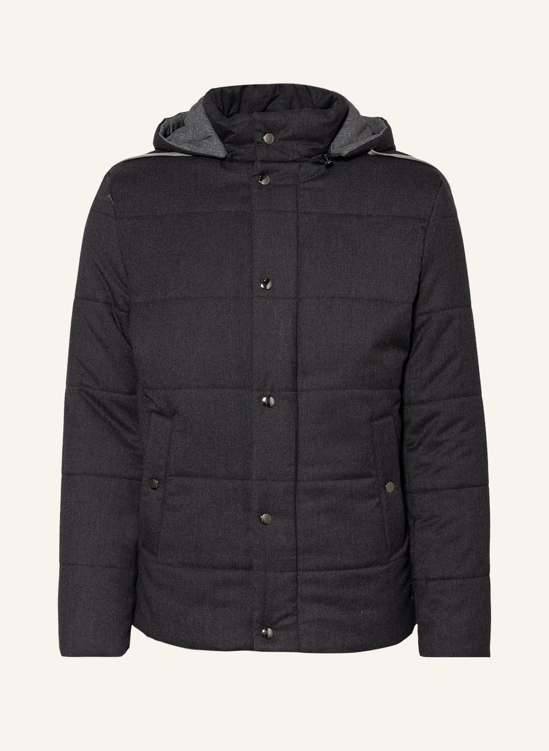 Image of Strokesman's Steppjacke Mit Abnehmbarer Kapuze grau