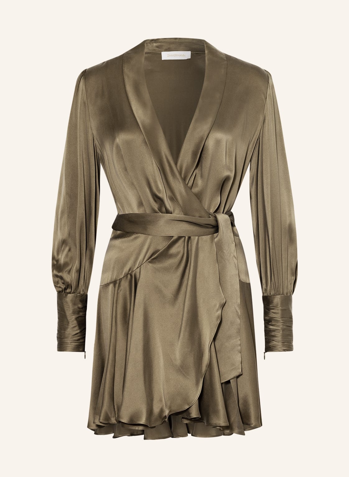 Image of Zimmermann Wickelkleid Aus Seide gruen