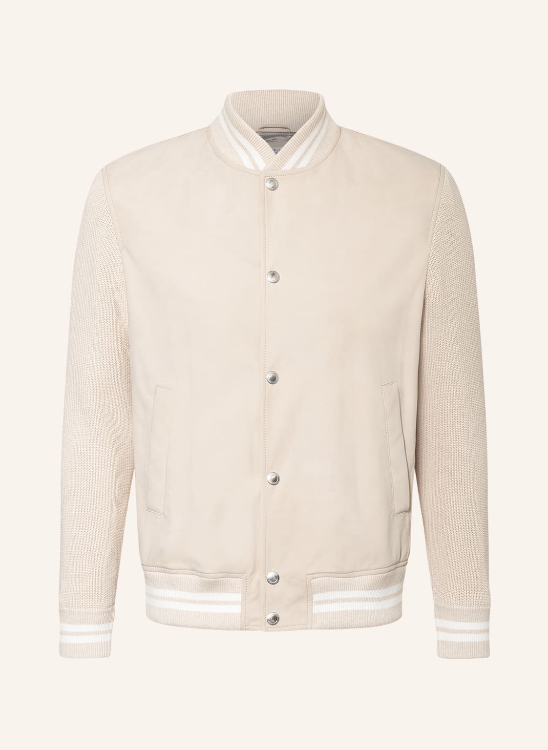 Image of Brunello Cucinelli Lederblouson Im Materialmix beige