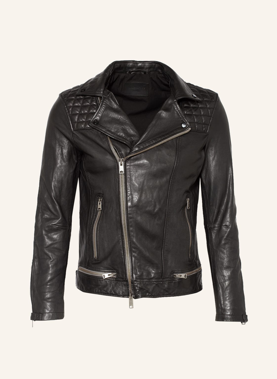 All Saints Lederjacke Conroy blau