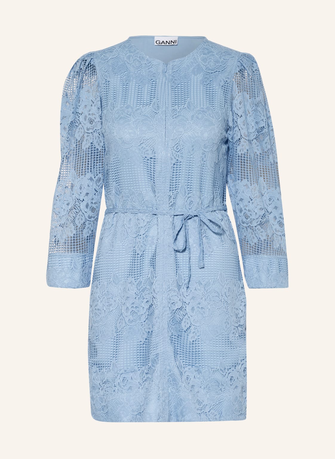 Image of Ganni Kleid Mit Lochspitze blau