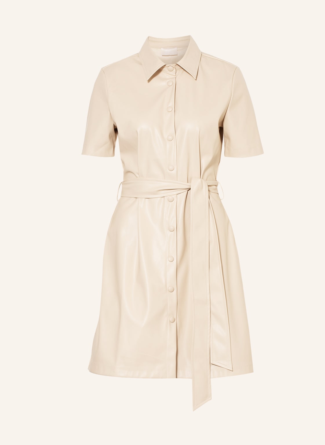 Image of Mrs & Hugs Hemdblusenkleid In Lederoptik beige