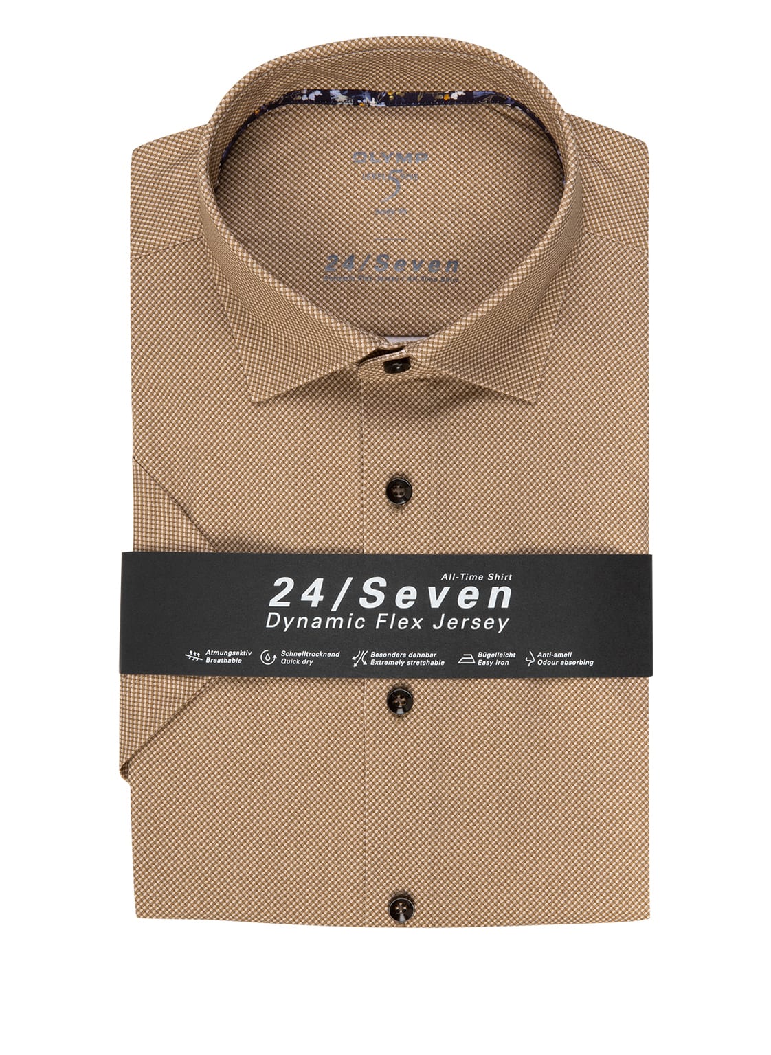 Image of Olymp Kurzarm-Hemd Level Five 24/Seven Body Fit braun