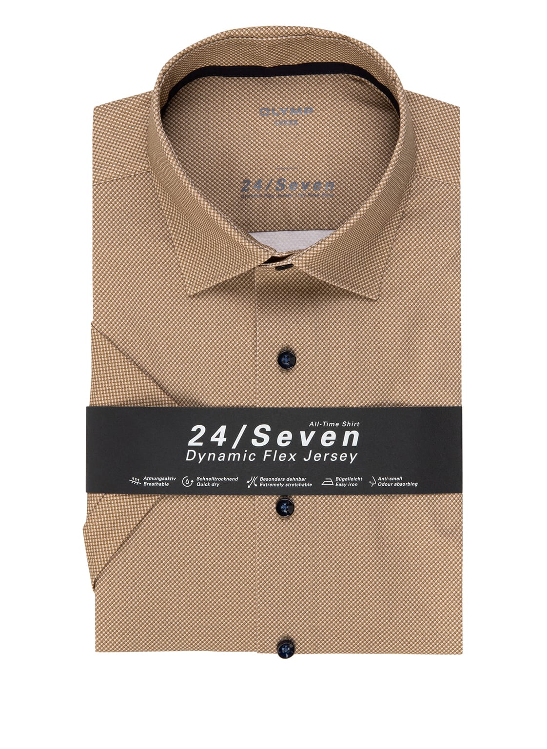 Image of Olymp Kurzarm-Hemd Luxor 24/Seven Modern Fit braun