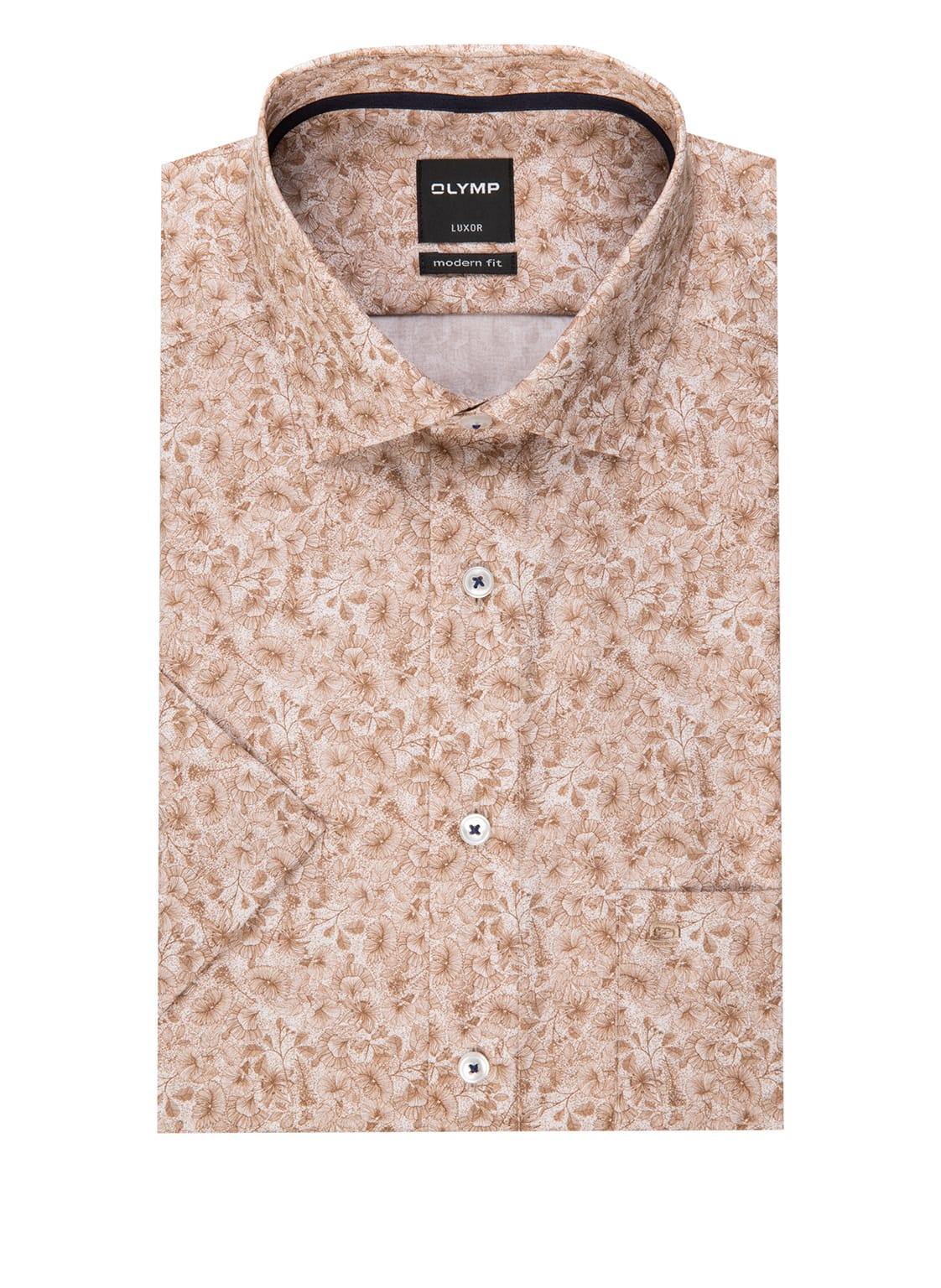 Image of Olymp Kurzarm-Hemd Luxor Modern Fit braun