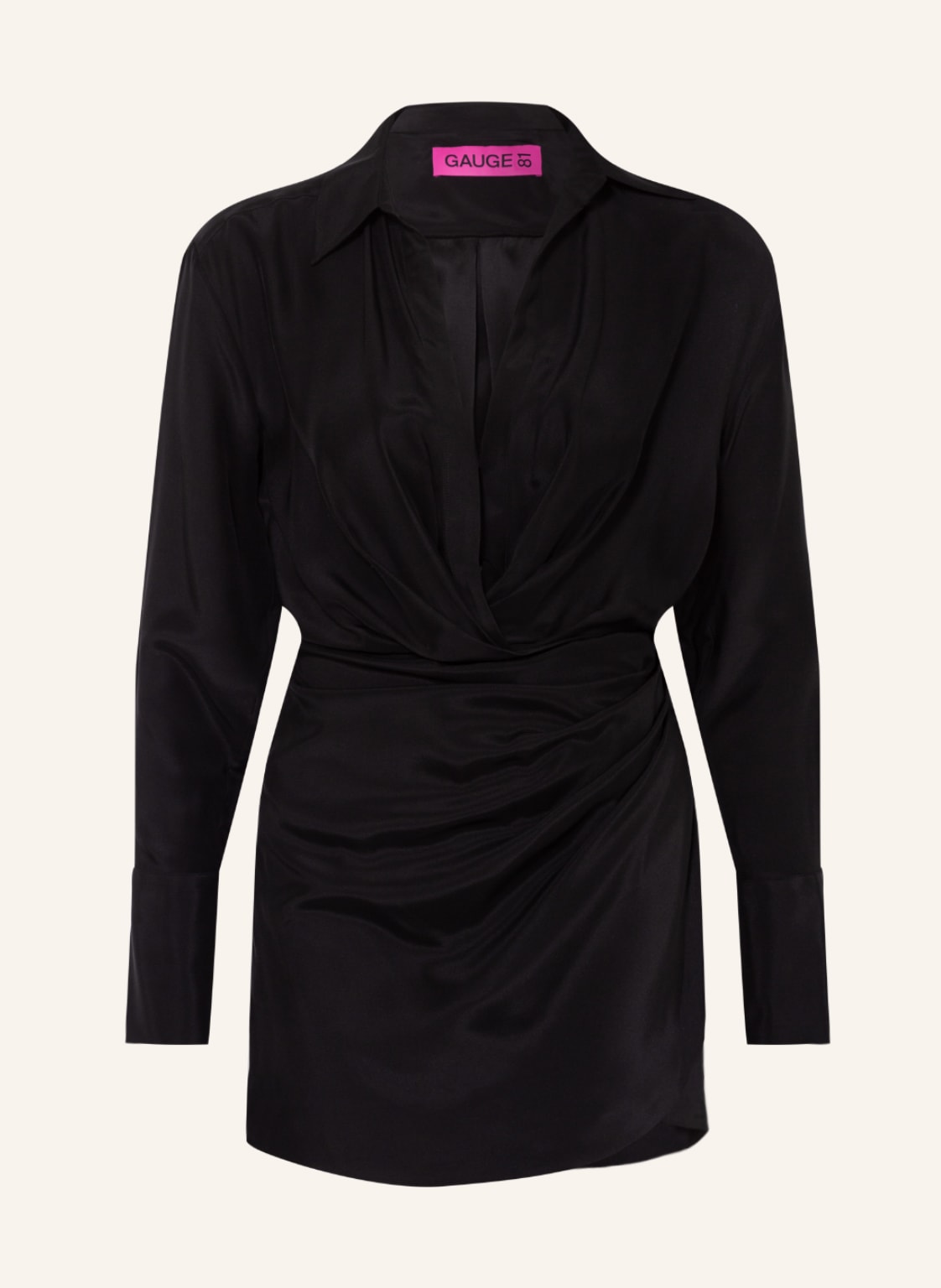 Image of gauge81 Seidenkleid Naha In Wickeloptik schwarz
