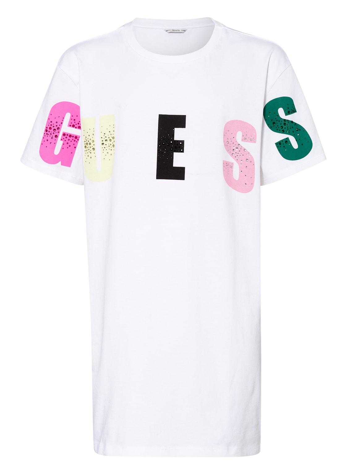 Guess T-Shirt Mit Schmucksteinbesatz weiss