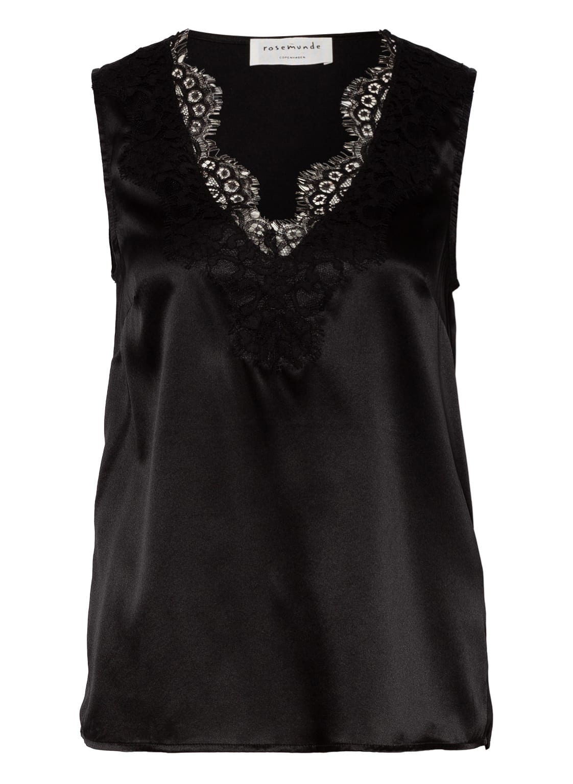 Image of Rosemunde Seidentop Mit Spitzenbesatz schwarz