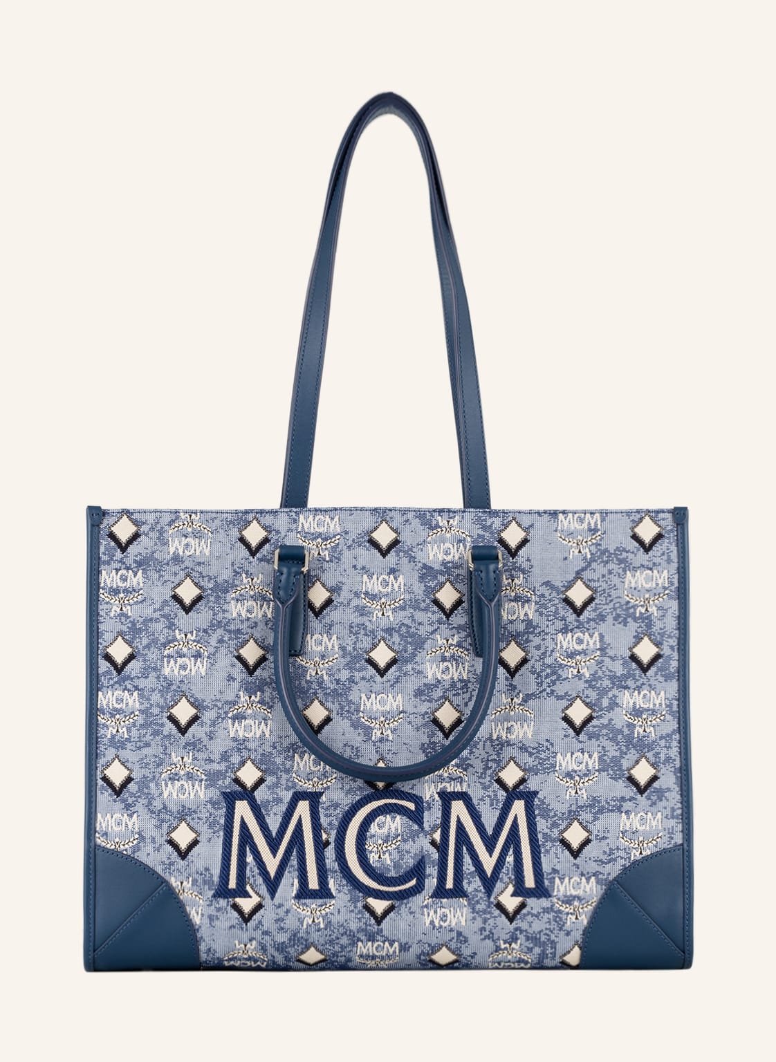 Image of Mcm Shopper Vintage Jacquard Mit Pouch blau