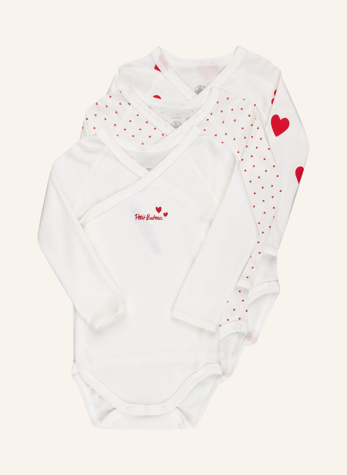Image of Petit Bateau 3er-Pack Wickelbodies weiss