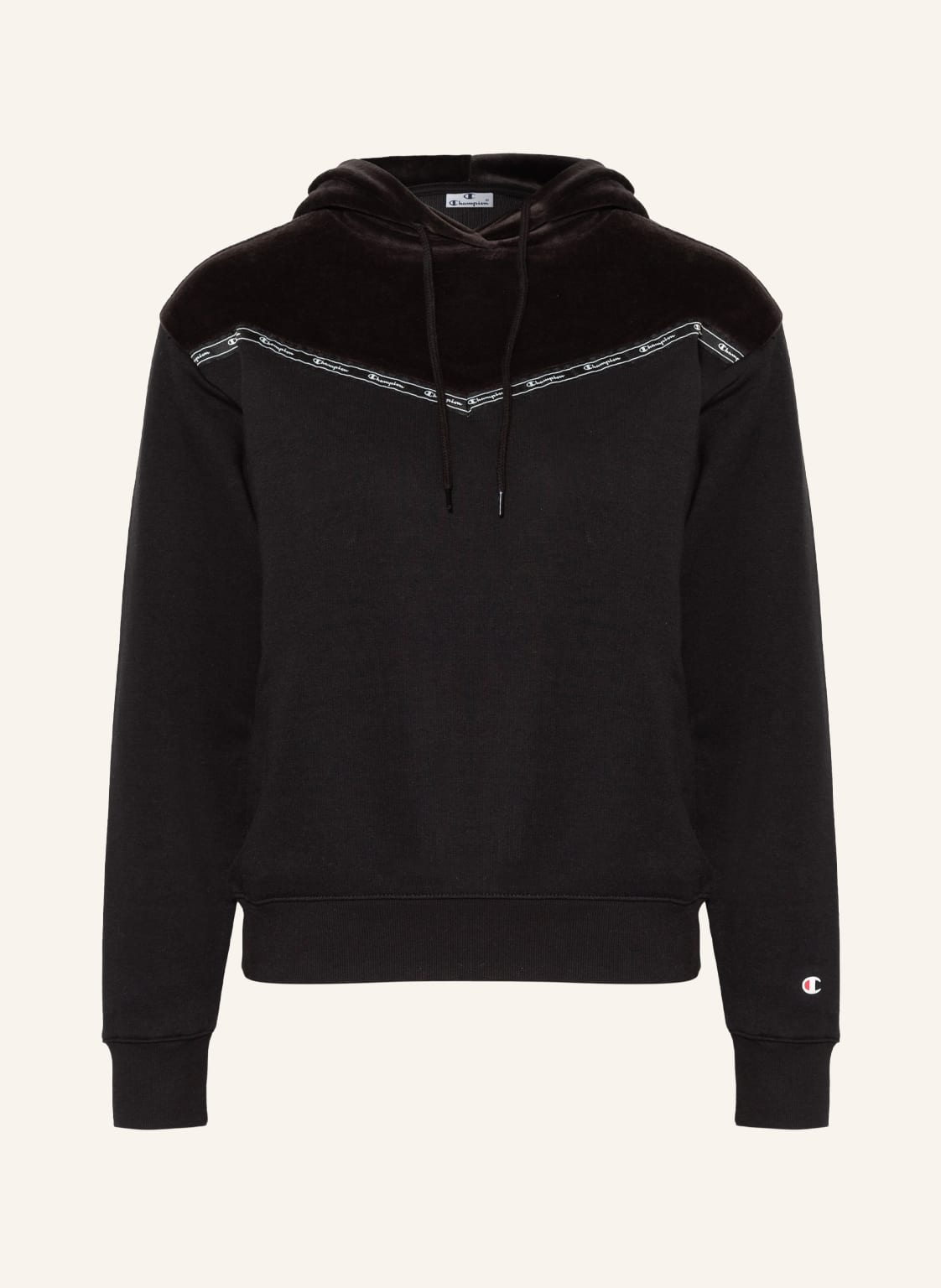 Image of Champion Hoodie Im Materialmix schwarz