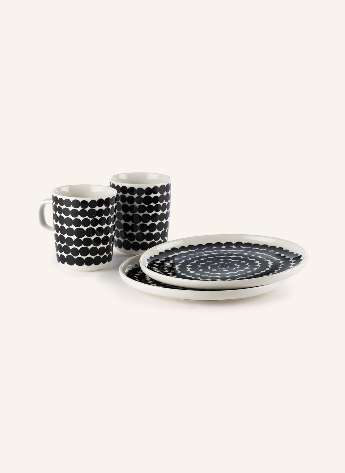 Image of Marimekko 4-Tlg. Frühstücksset Oiva/Siirtolapuutarha schwarz