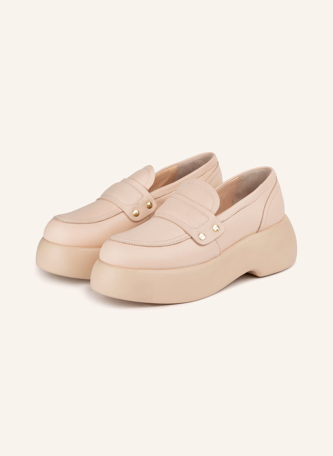 Image of Agl Plateau-Loafer Puffy Moc beige