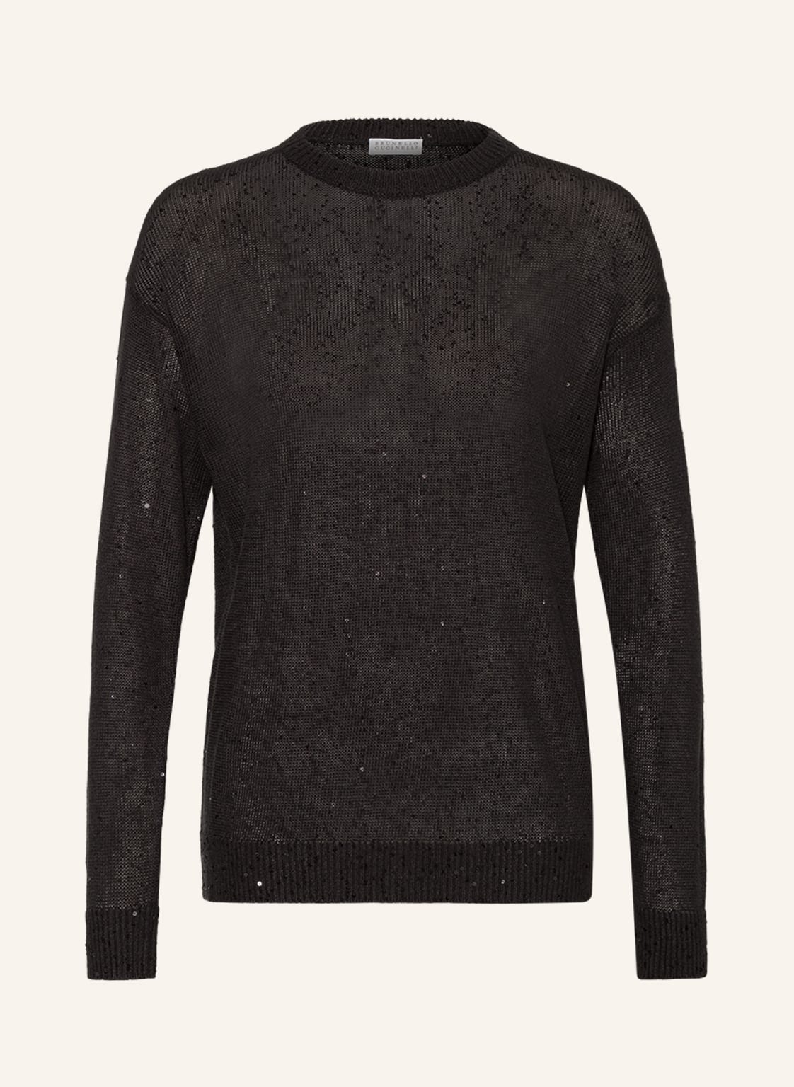 Image of Brunello Cucinelli Leinenpullover Mit Pailletten schwarz