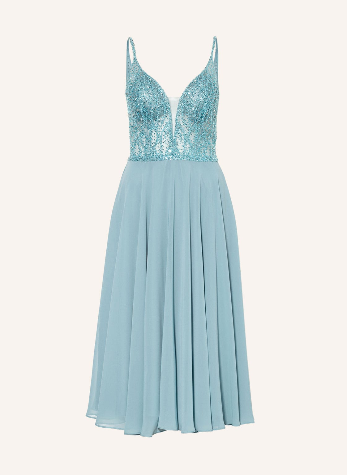 Image of Swing Cocktailkleid Mit Perlenbesatz blau