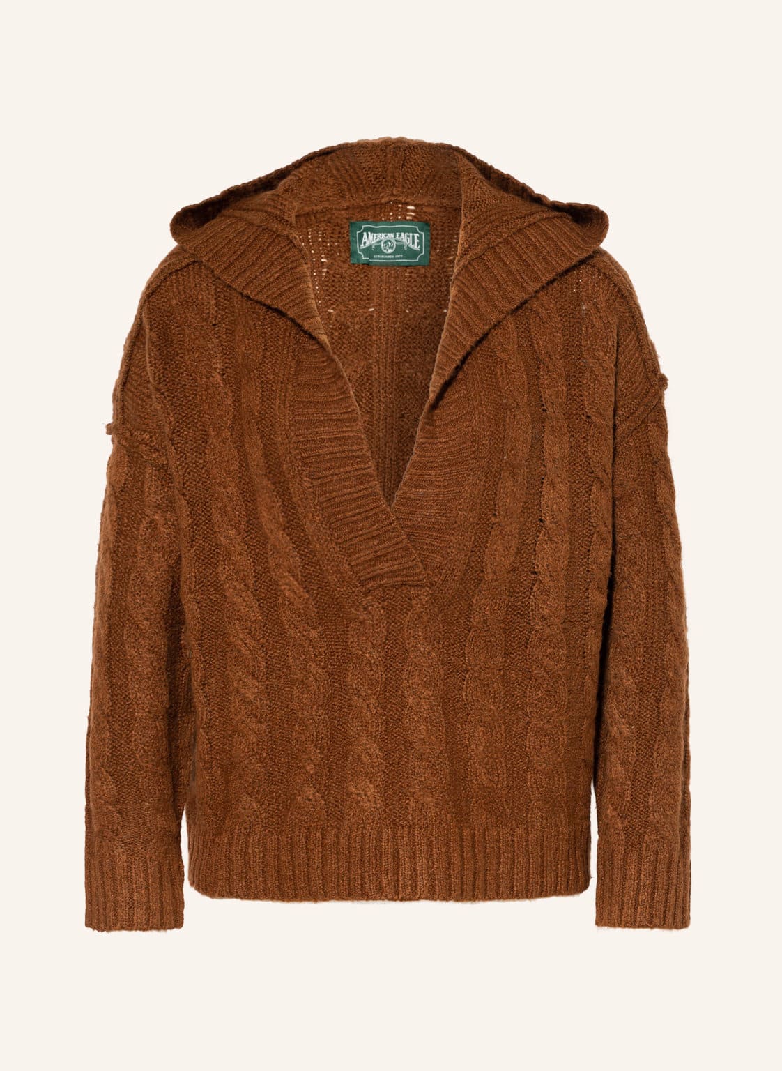 Image of American Eagle Strick-Hoodie braun