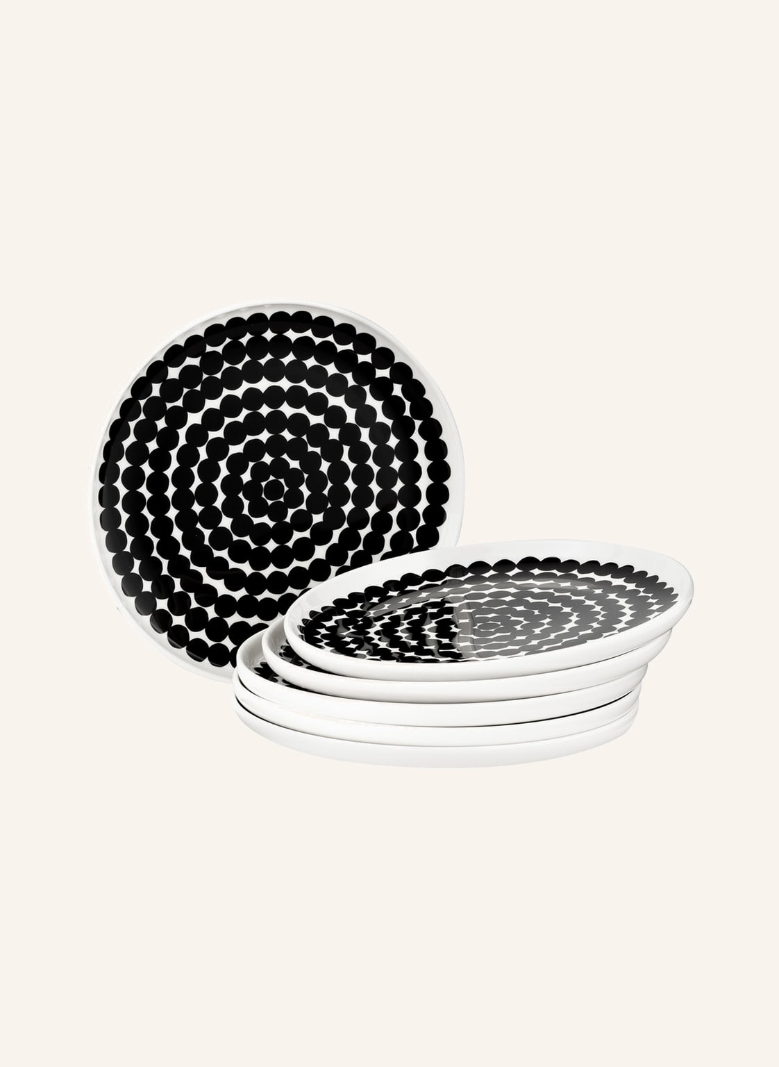 Image of Marimekko 6er-Set Dessertteller Oiva/Siirtolapuutarha schwarz