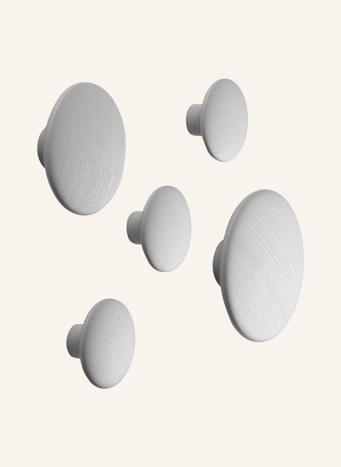 Image of Muuto 5-Tlg. Wandhaken-Set Dots Wood grau