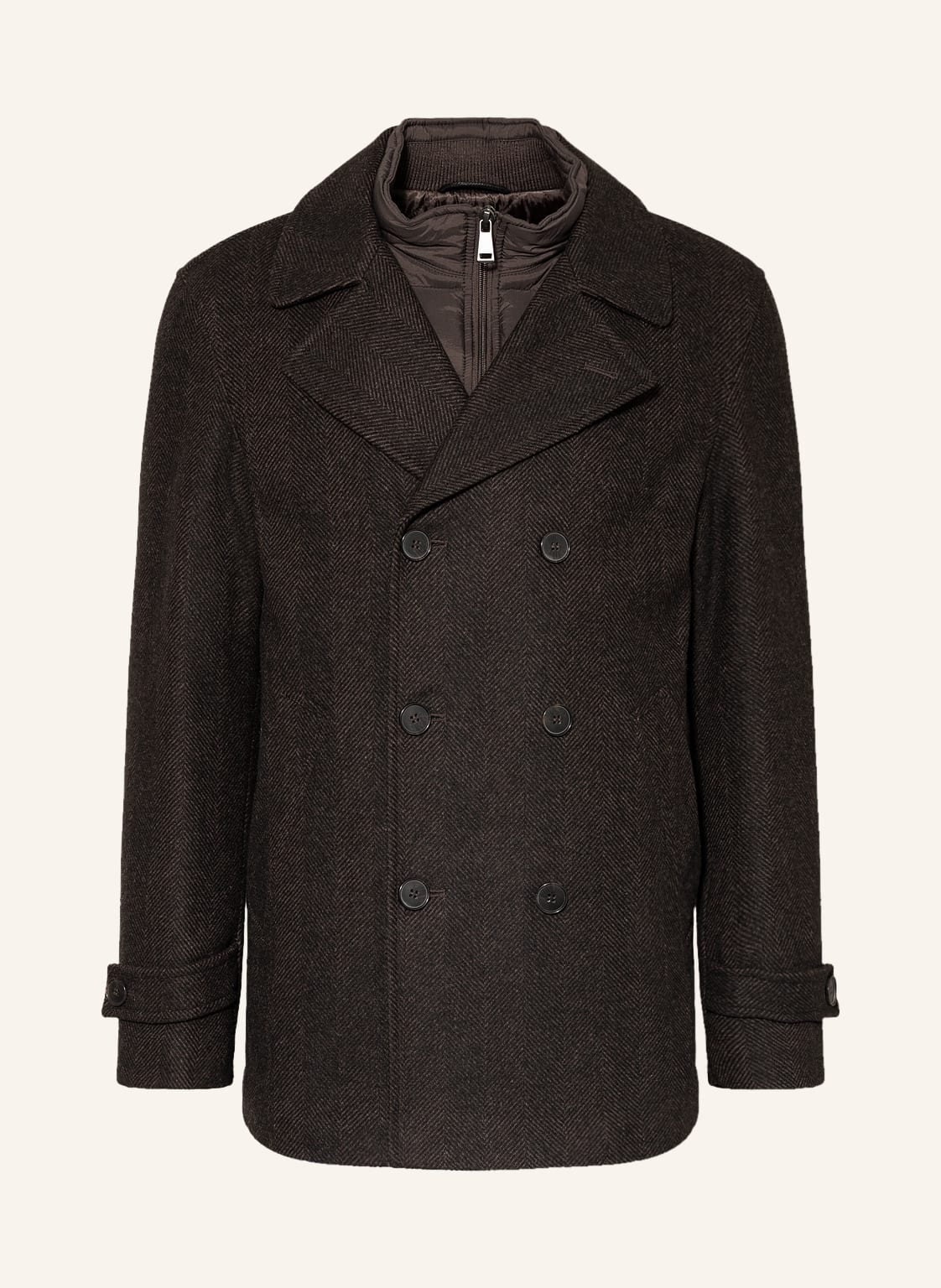 Image of Strokesman's Mantel Im Materialmix braun