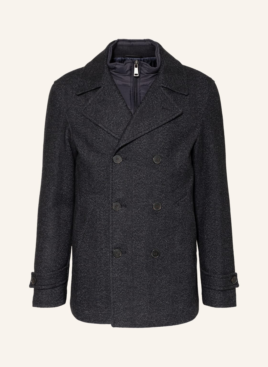 Image of Strokesman's Mantel Im Materialmix blau