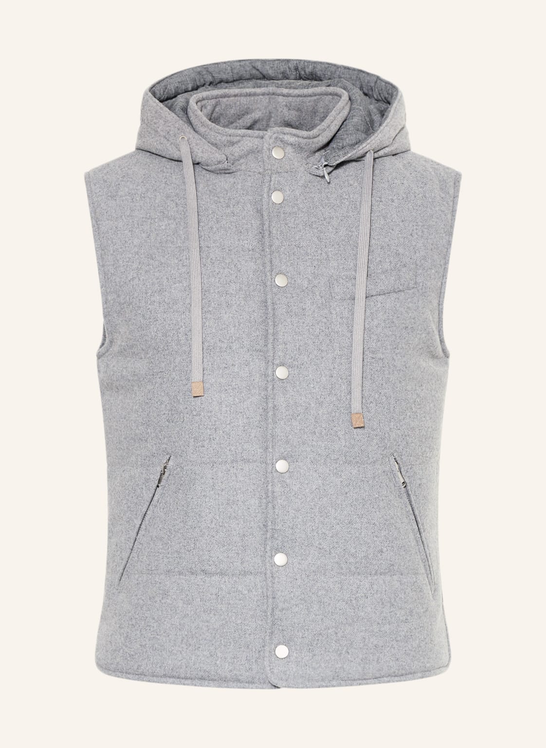 Image of Strokesman's Steppweste Mit Abnehmbarer Kapuze grau