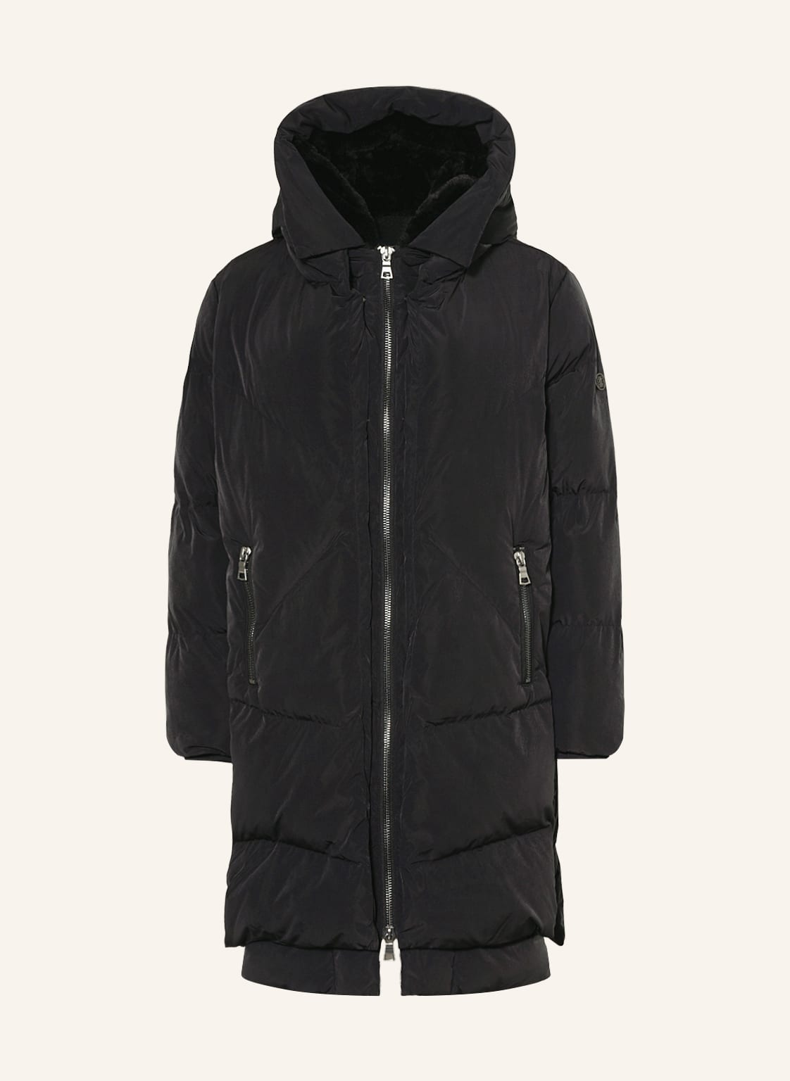 Image of Blonde No.8 Steppmantel Frost Long Mit Kunstfell schwarz