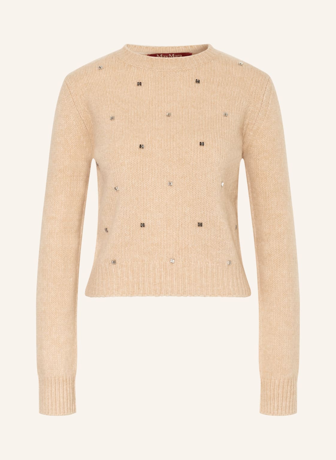 Image of Maxmara Studio Pullover Mit Schmucksteinen beige