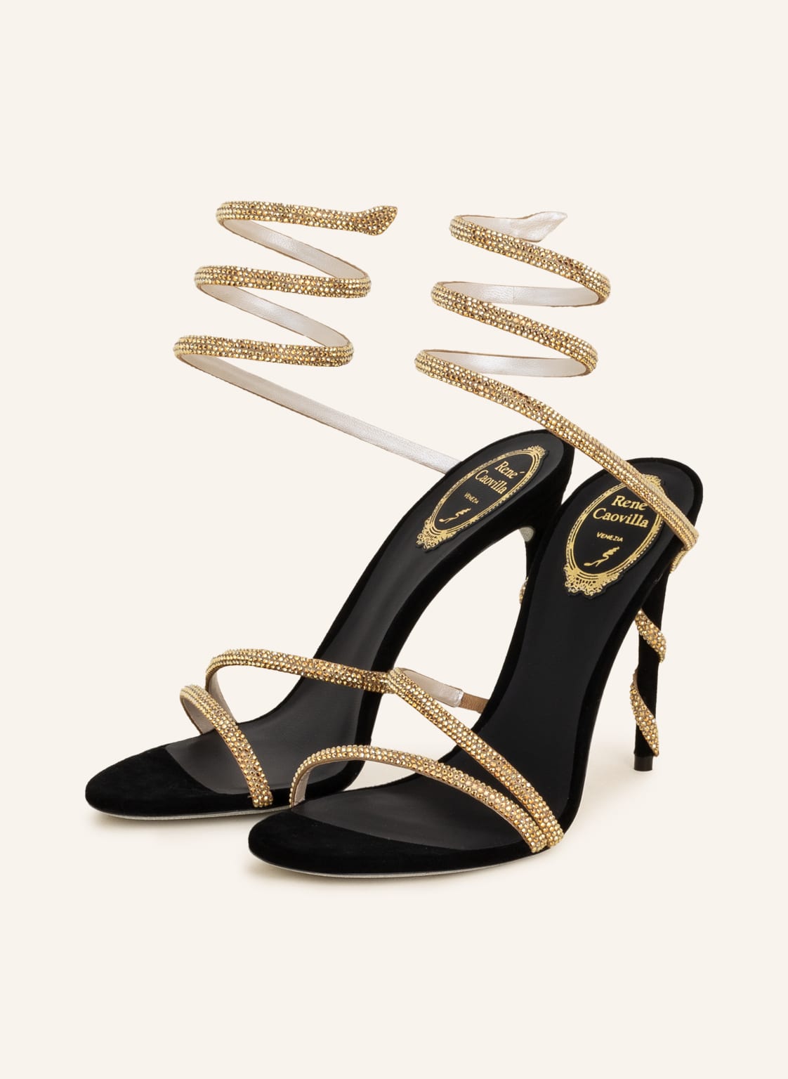 Image of Rene Caovilla Sandaletten Metallic Sun Mit Schmucksteinen gold
