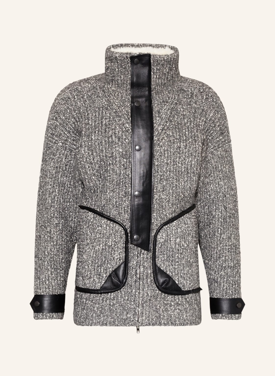 Image of Isabel Marant Strickjacke Lindley Mit Kunstfell grau
