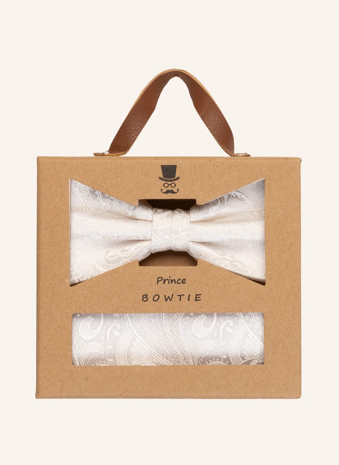 Image of Prince Bowtie Set: Fliege Und Einstecktuch weiss
