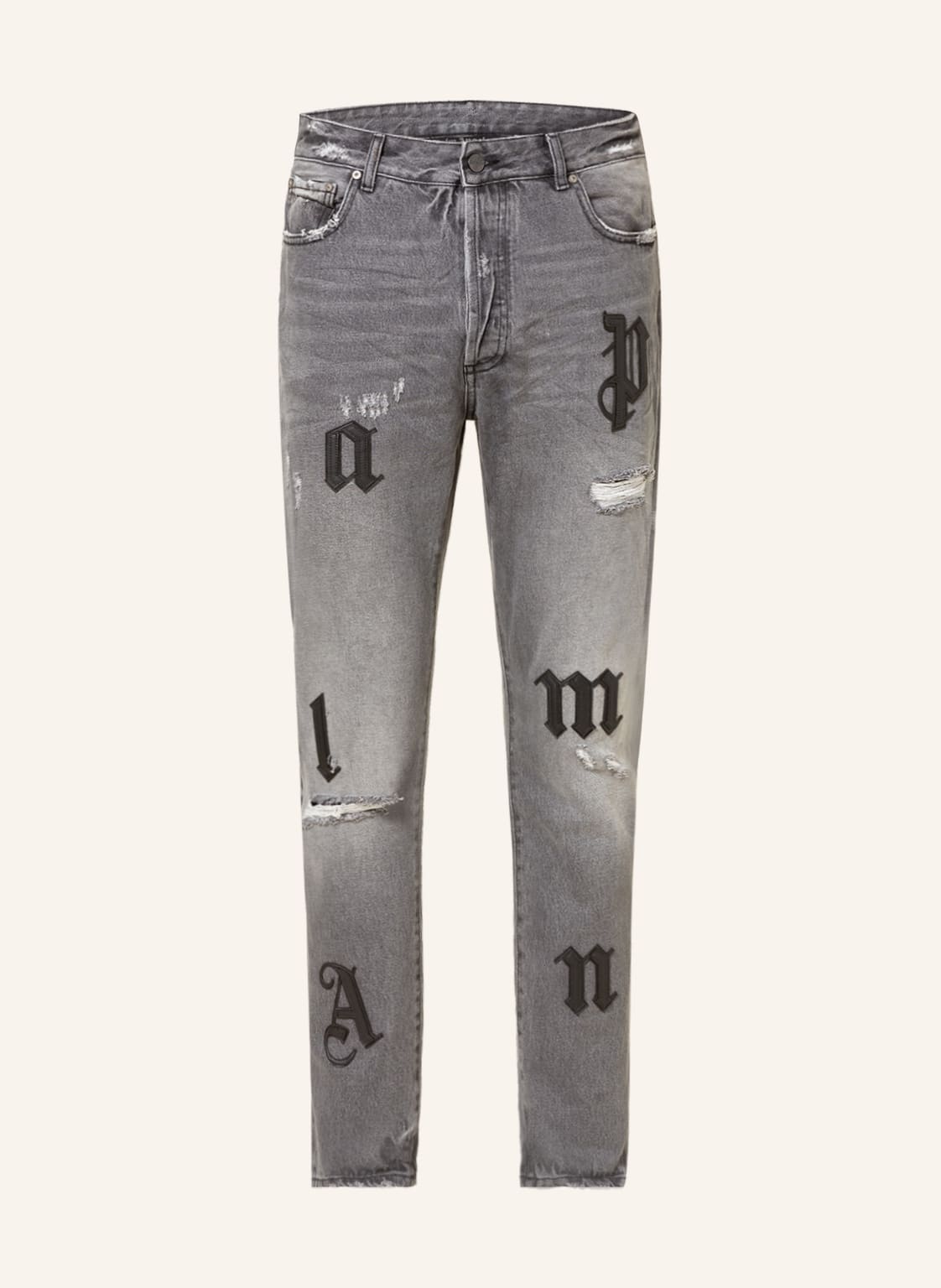 Image of Palm Angels Destroyed Jeans Extra Slim Fit grau