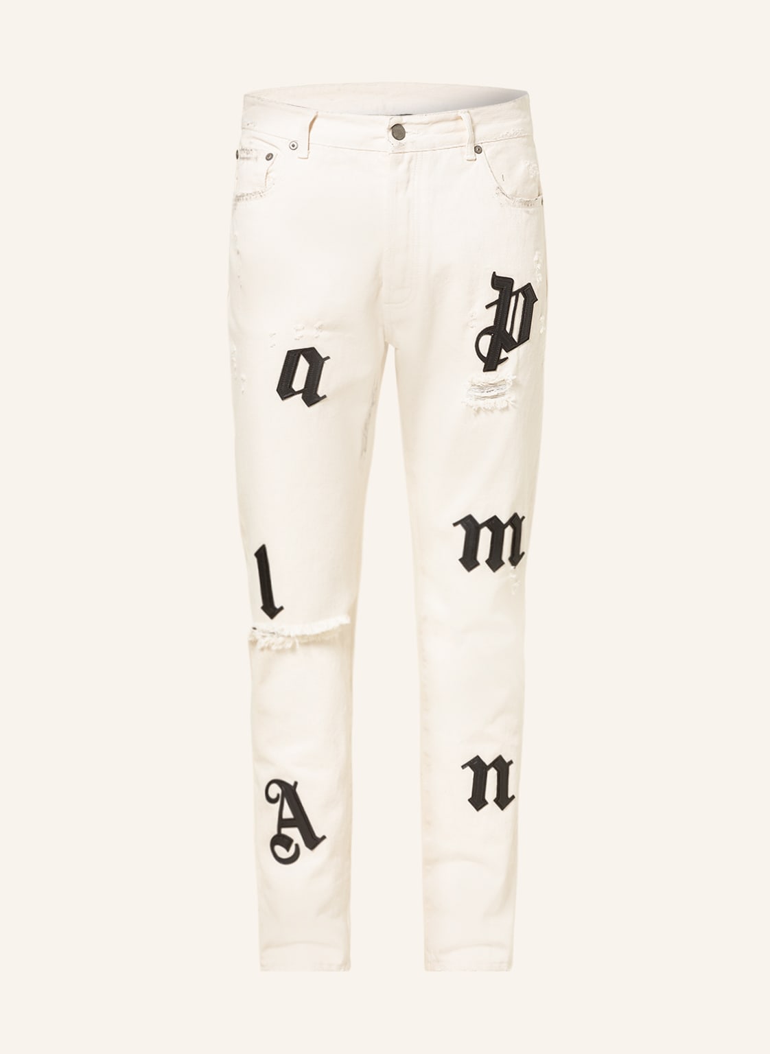 Image of Palm Angels Destroyed Jeans Extra Slim Fit weiss