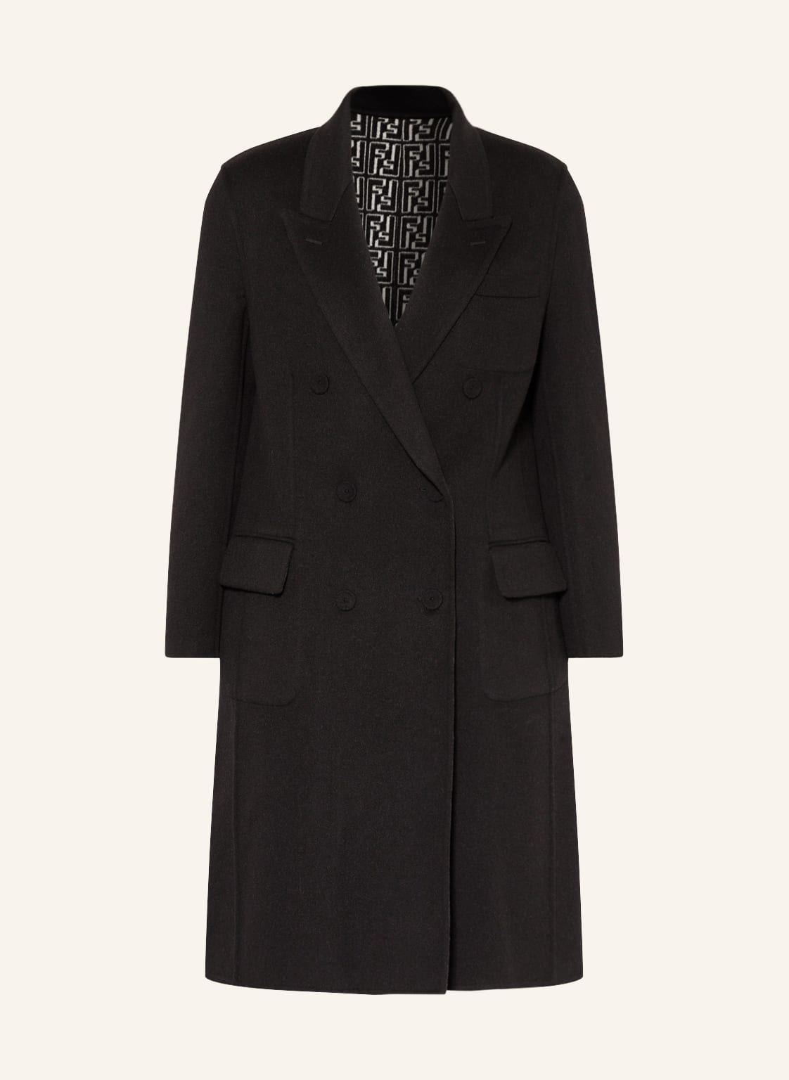 Image of Fendi Wollmantel Zum Wenden schwarz