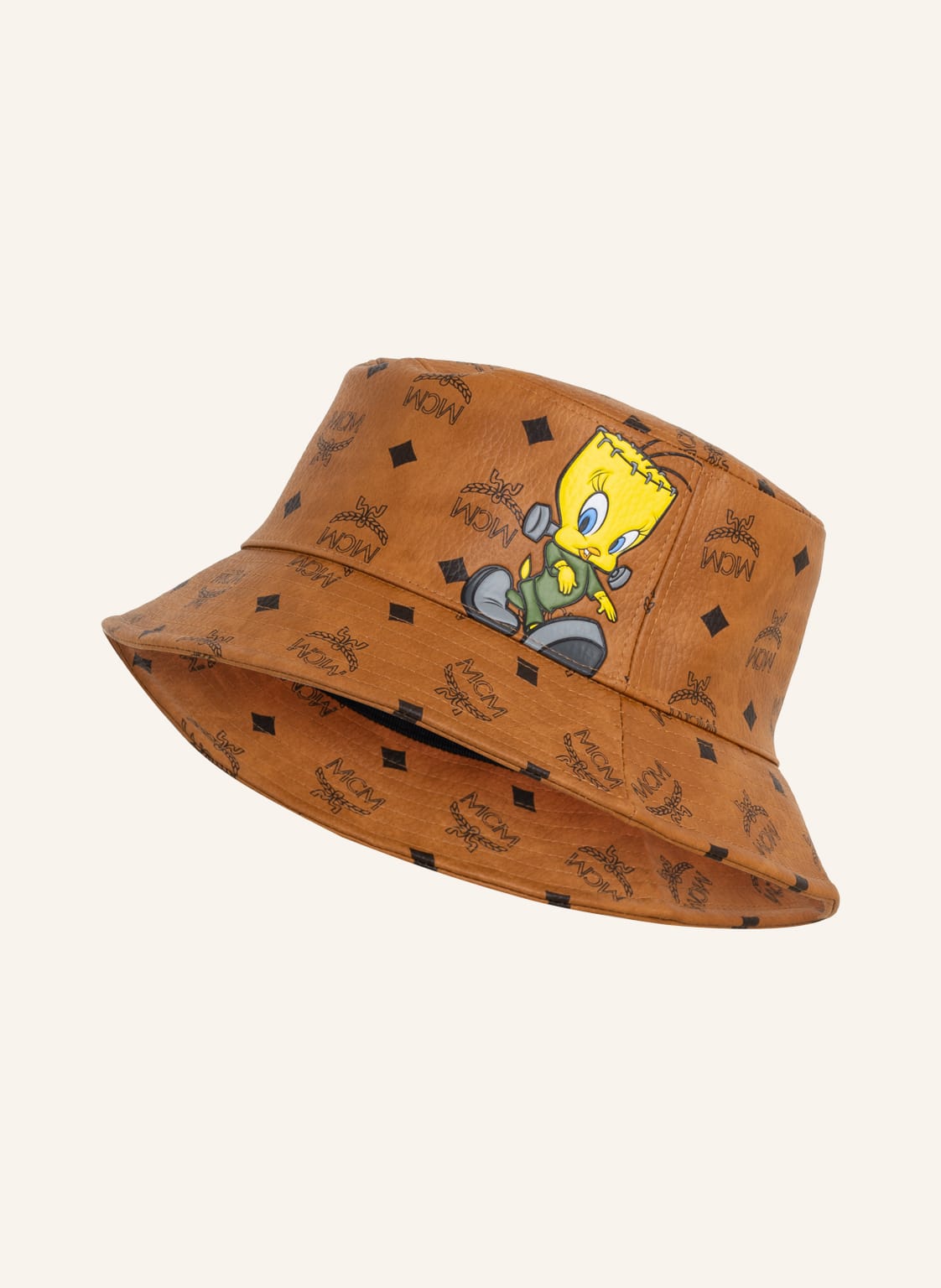 Image of Mcm Bucket-Hat In Lederoptik braun