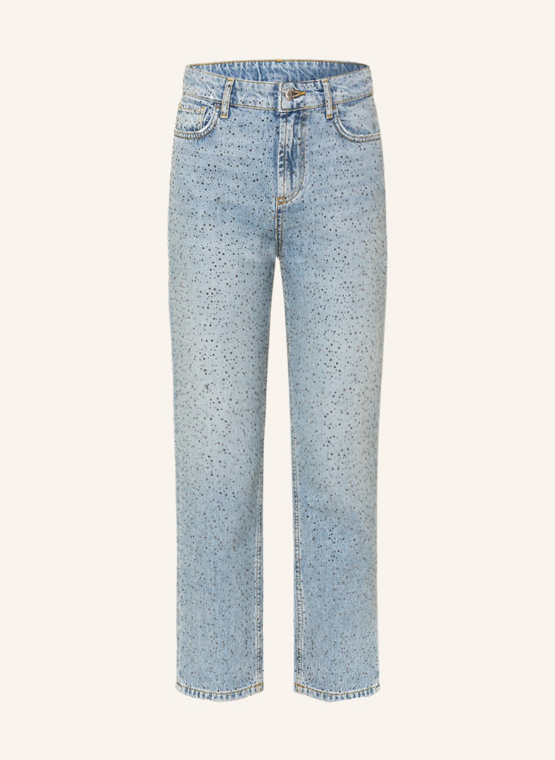 Image of Liu Jo Straight Jeans Mit Schmucksteinen blau