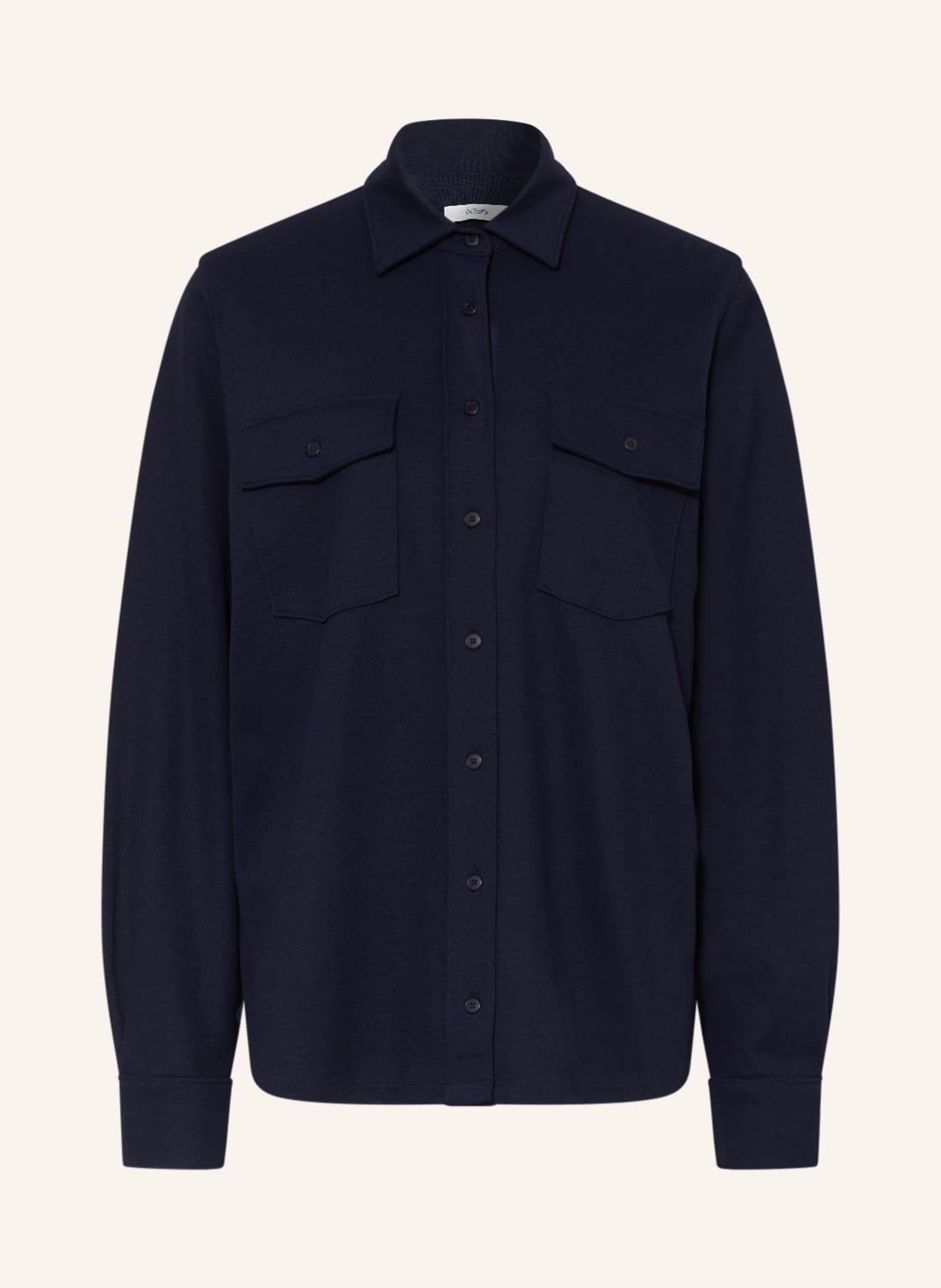 Image of Closed Hemdbluse Aus Jersey blau