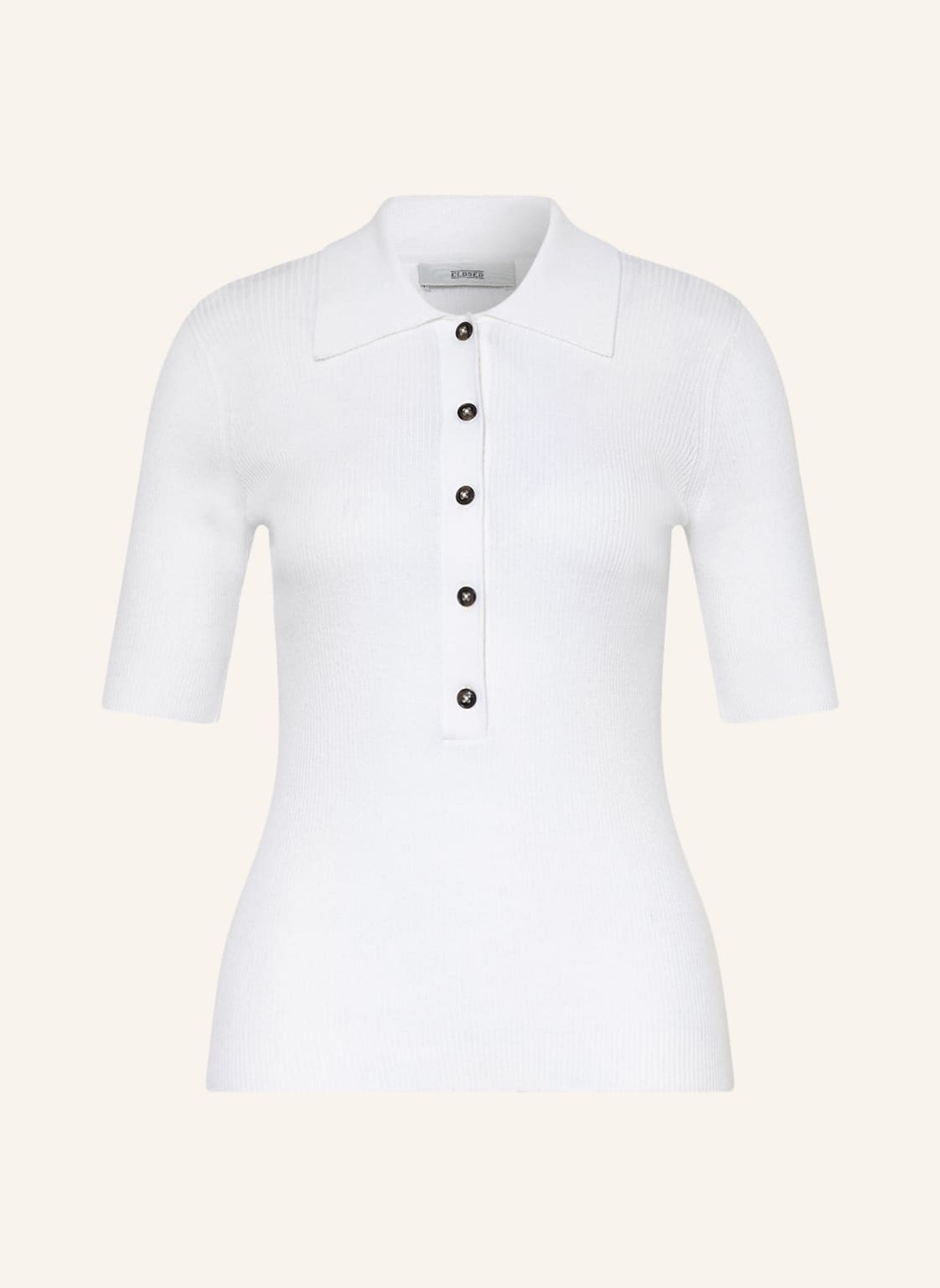Image of Closed Strick-Poloshirt weiss