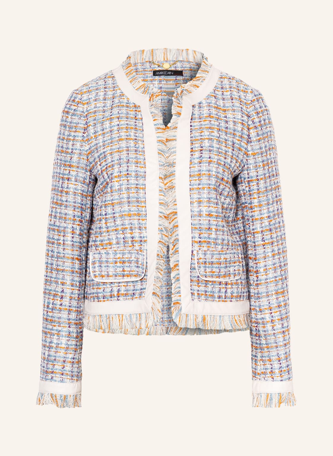 Image of Marc Cain Tweed-Jacke Mit Fransen blau