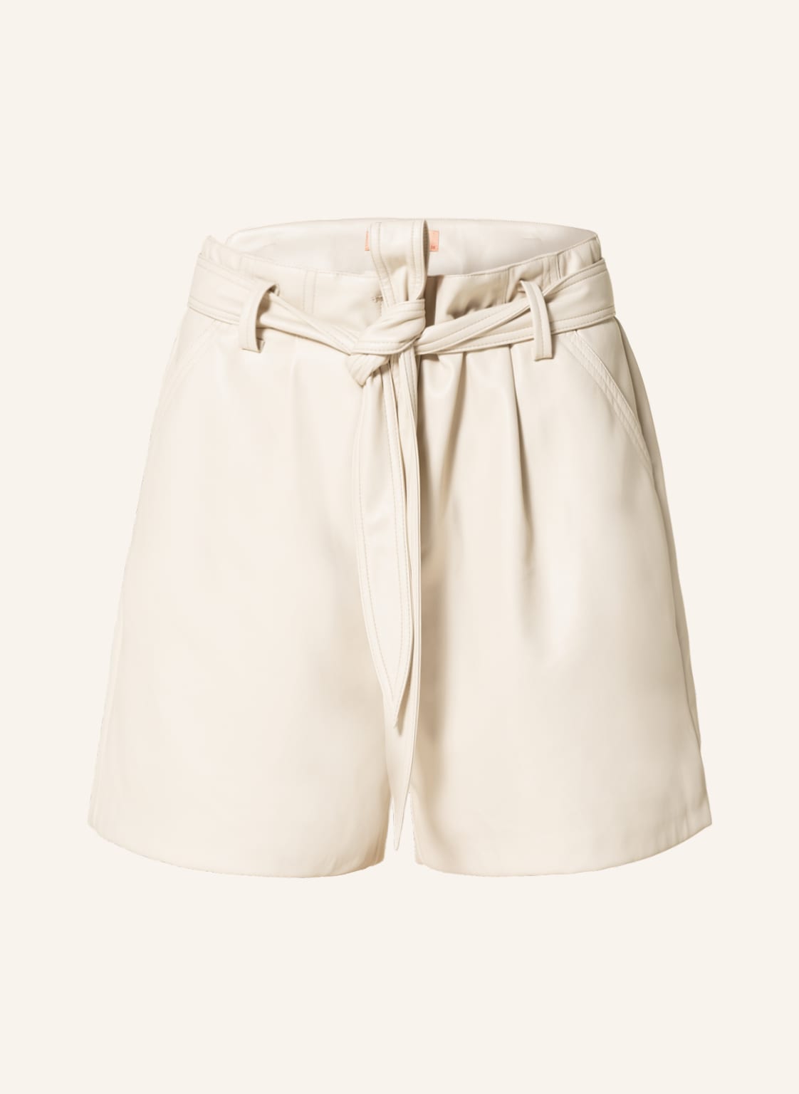 Image of Rino & Pelle Paperbag-Shorts In Lederoptik beige