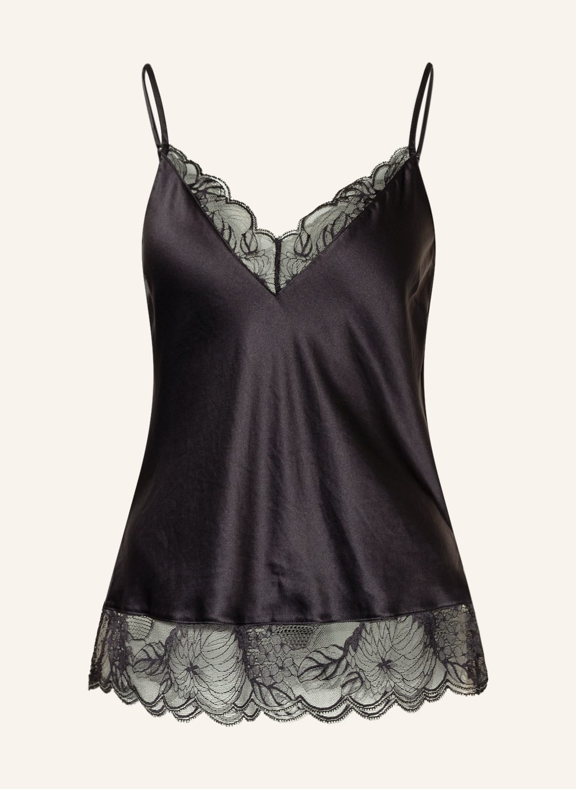 Image of Chantelle Schlaftop Midnight Flowers Aus Satin schwarz