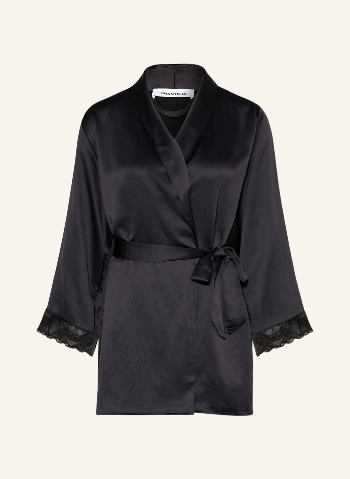 Image of Chantelle Damen-Kimono Midnight Flower Aus Satin schwarz