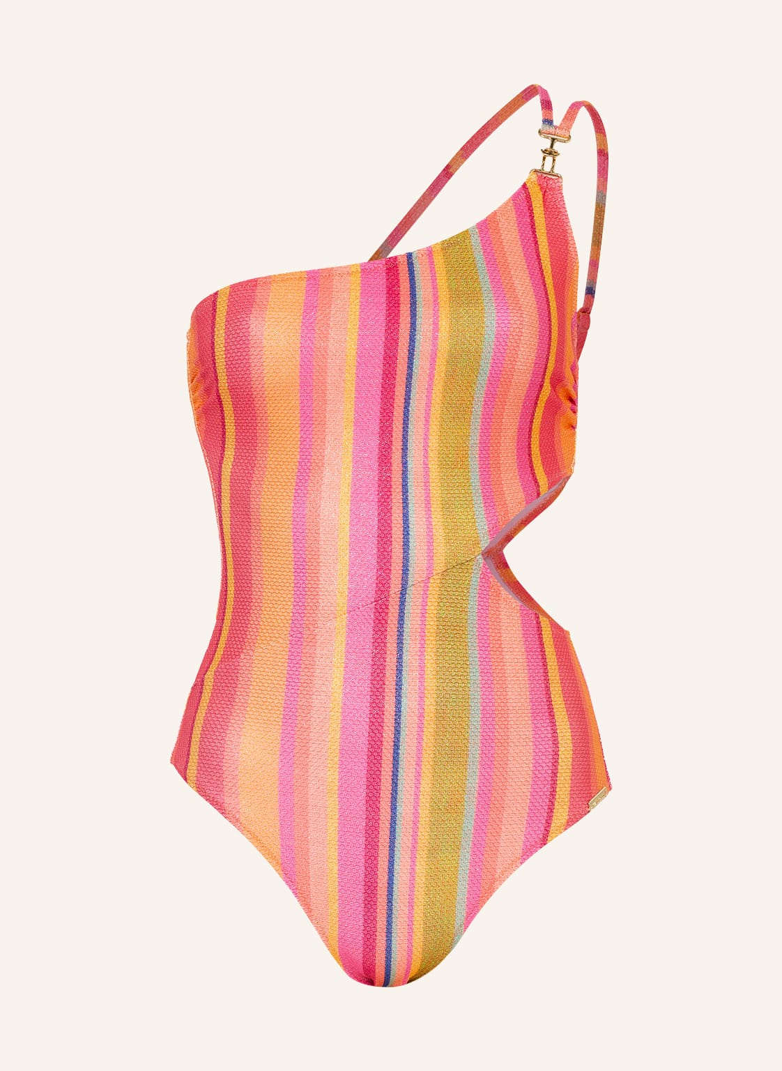 Image of Watercult One-Shoulder-Badeanzug Dopamine Stripes pink