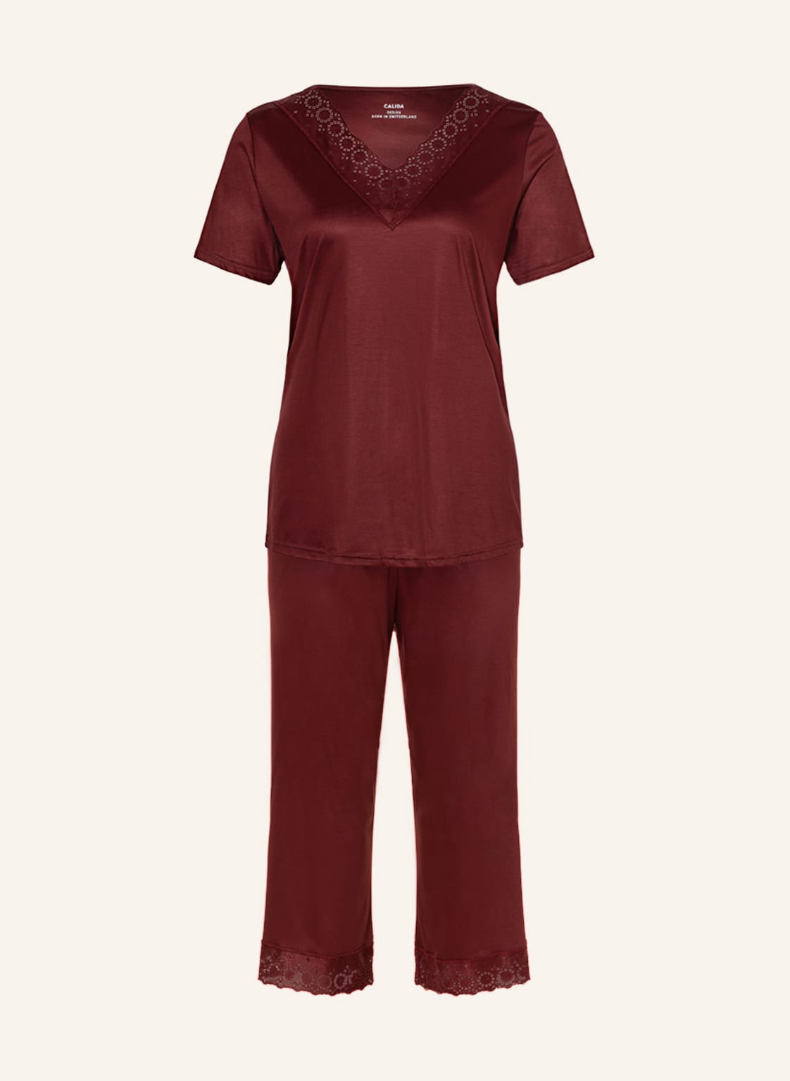 Image of Calida 3/4-Schlafanzug Glamorous Nights Aus Satin rot