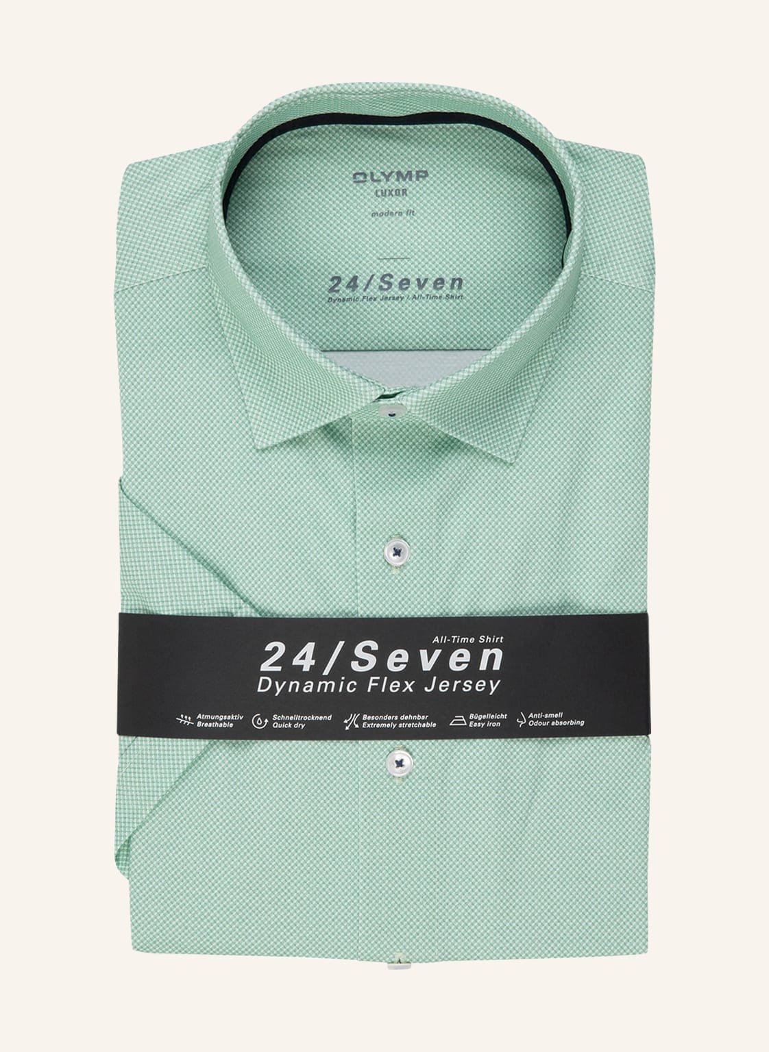 Image of Olymp Kurzarm-Hemd Luxor 24/Seven Modern Fit gruen